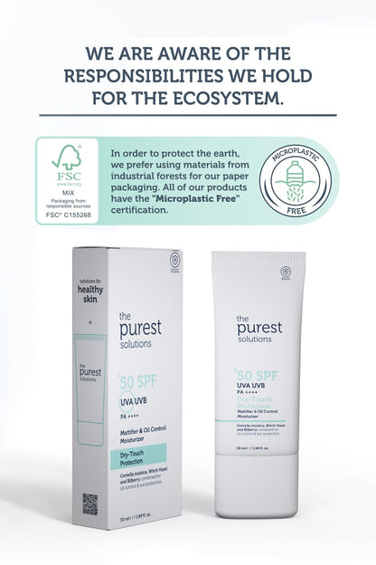 The Purest Solutions Hidratante Control de Grasa con Protección UV y Luz Azul - Acabado Tacto Seco, 1.69 fl oz