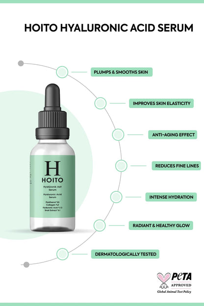 Sérum de ácido hialurónico Hoito 30 ml - Suero hidratante antiedad natural para piel seca