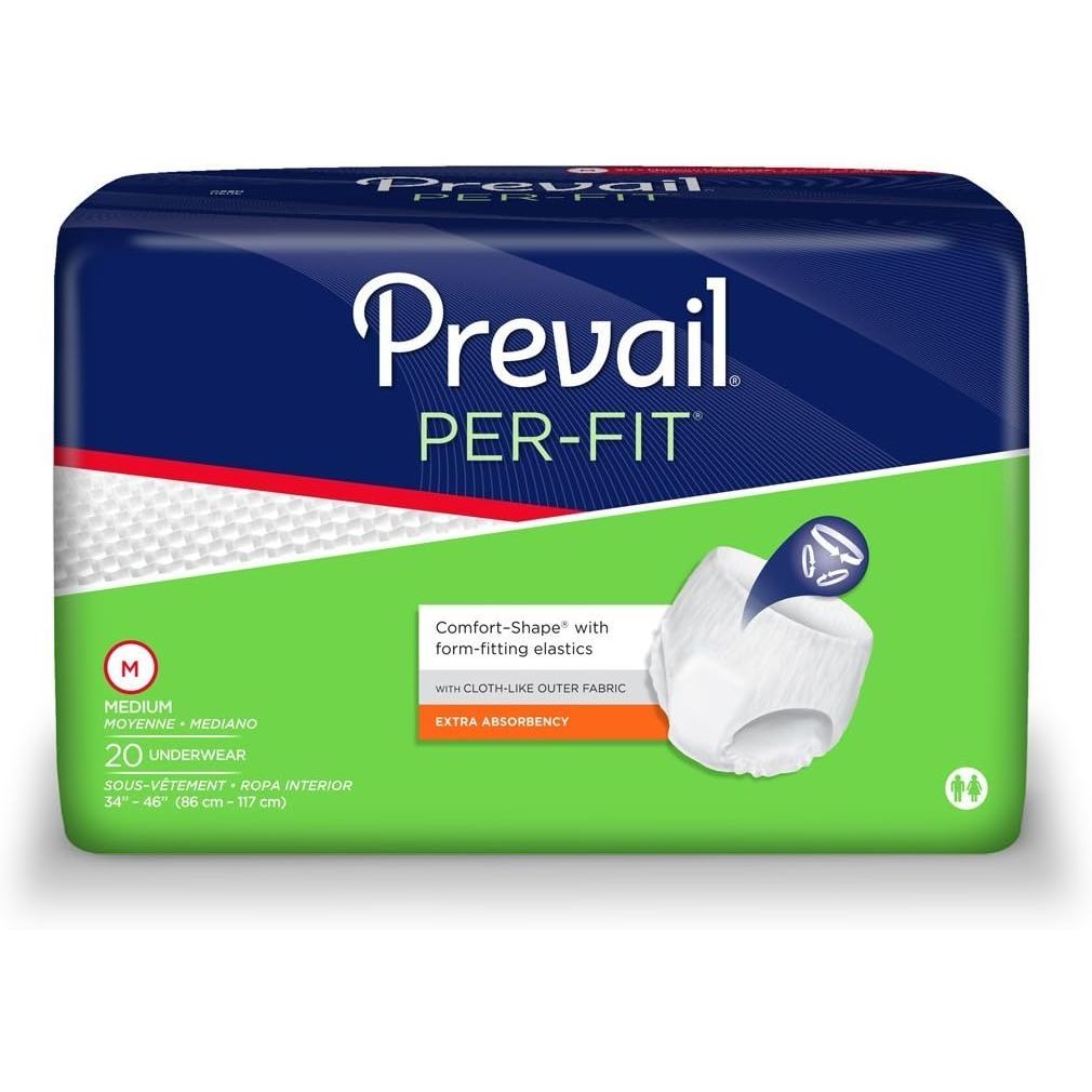 PREVAIL UNDERWEAR PER-FIT MED Size: 4X20(Box of 4) Diapers Pasteur Pharmacy