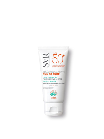 Crema solar mineral con color SVR SPF50 - Tacto seco, acabado no graso para pieles normales a mixtas
