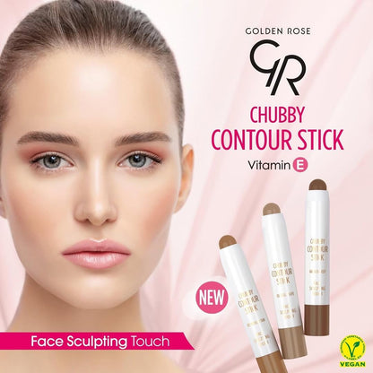 Golden Rose Chubby Contour Stick 3.8g - Tono Light Coffee para un contorneado natural y nutrición de la piel