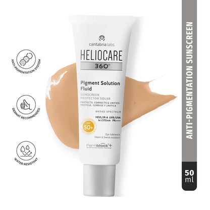 Protector solar Heliocare Fluido FPS50+ - Resistente al agua, no graso, para todo tipo de piel