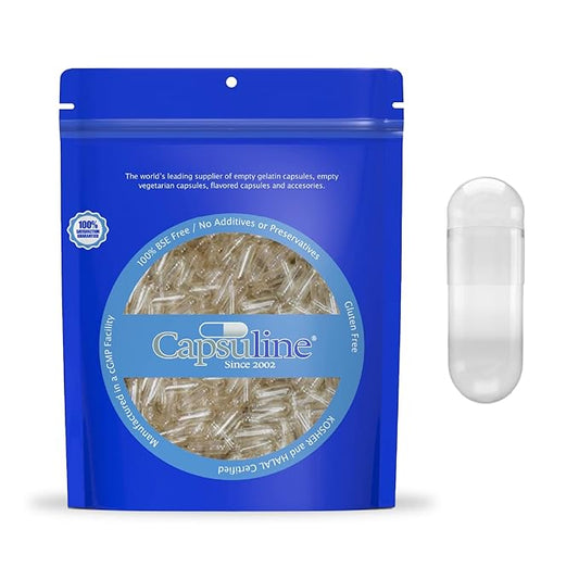 CLEAR SIZE 00 EMPTY GELATIN CAPSULES BY CAPSULINE - 1000 COUNT - GELATIN CAPSULES - 1000 Medical Supplies Pasteur Pharmacy