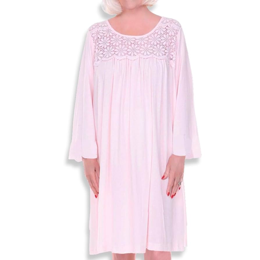 Women's Adaptive Open Back Nightgown - Pink Dot Print, Size XL Clothing Pasteur Pharmacy