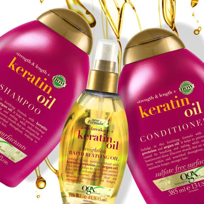 Acondicionador Organix Keratin Oil - Nutrición y protección capilar sin sulfatos 13.01 fl oz