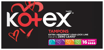 Tampones Kotex Super - 16 unidades | Protección cómoda