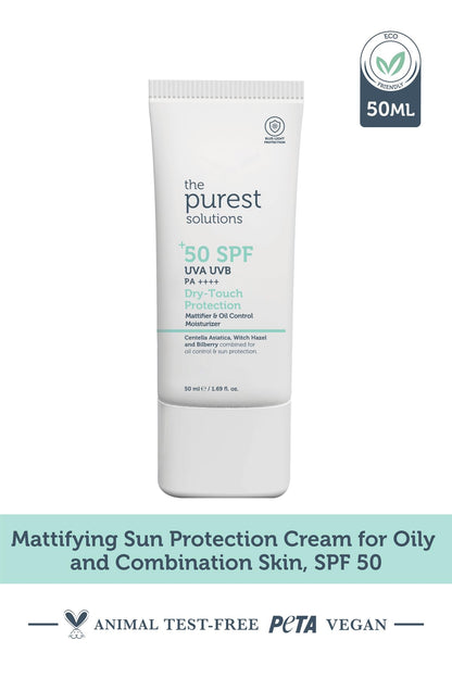 The Purest Solutions Hidratante Control de Grasa con Protección UV y Luz Azul - Acabado Tacto Seco, 1.69 fl oz