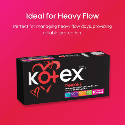 Tampones Kotex Super - 16 unidades | Protección cómoda
