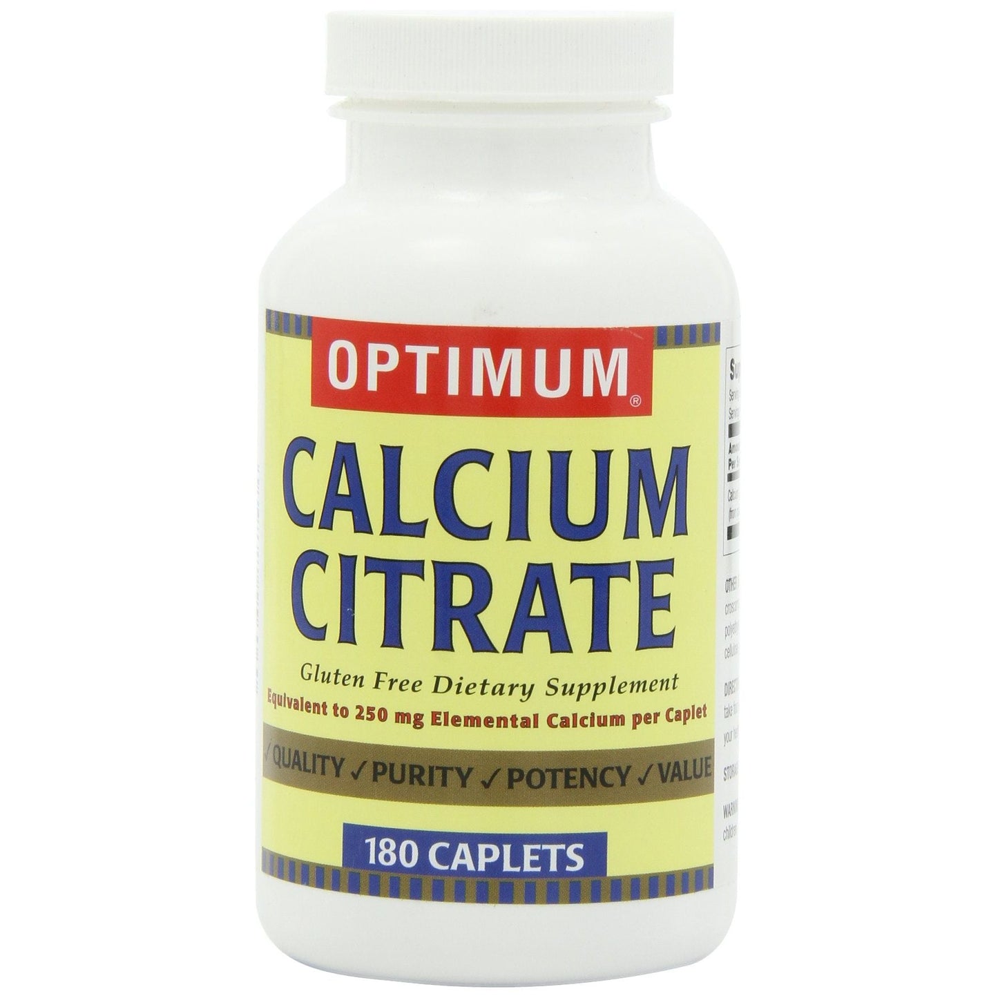 Optimum Calcium Citrate, 180 Caplets Vitamins & Supplements Pasteur Pharmacy