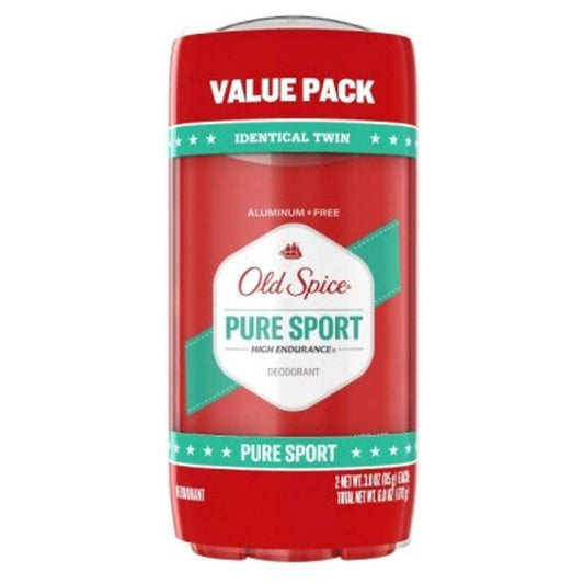 Old Spice High Endurance Deodorant For Men, Aluminum Free, Pure Sport Scent, 3.0 Oz Twin Pack - 6 Ounce Deodorant Pasteur Pharmacy