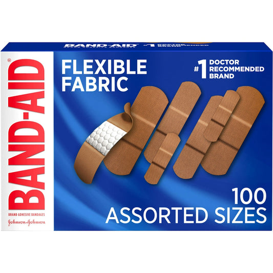 Band-Aid Brand Flexible Fabric Adhesive Bandages Assorted Sizes 100 Ct. Box Medical Tape & Bandages Pasteur Pharmacy