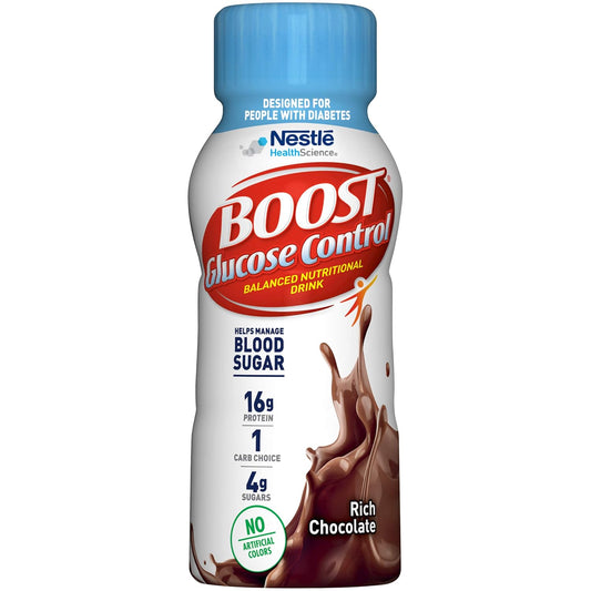 BOOST Glucose Control Rich Chocolate Nutritional Drink, Ready-to-Drink, 8 fl oz (Pack of 24) Health Care Pasteur Pharmacy