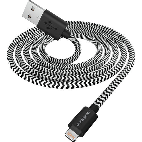 ChargeWorx 6-Inch Lightning Braided Sync & Charge Cable – Black Cables Pasteur Pharmacy