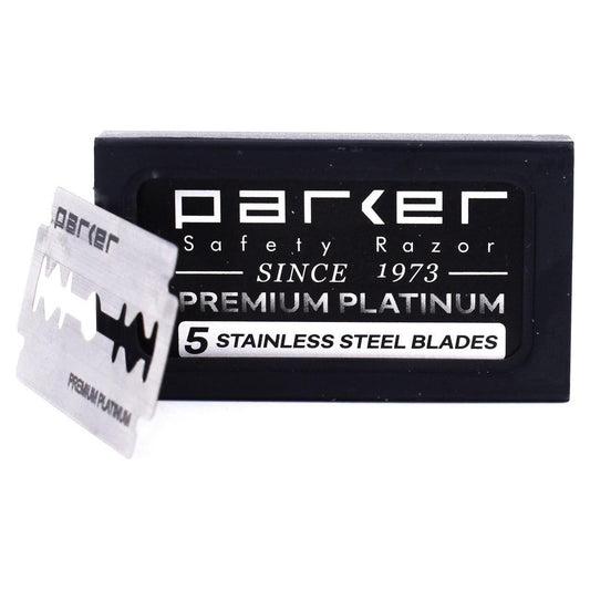 Parker Premium Platinum Stainless Steel DE Razor Blade - 5 Blades Safety Razor Blade Pasteur Pharmacy