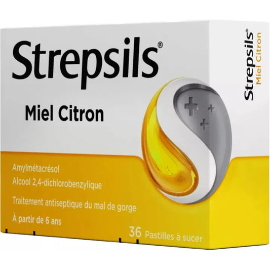 Strepsils Miel Citron Lozenges Sore Throat Relief Pack of 36 Lozenges Pasteur Pharmacy