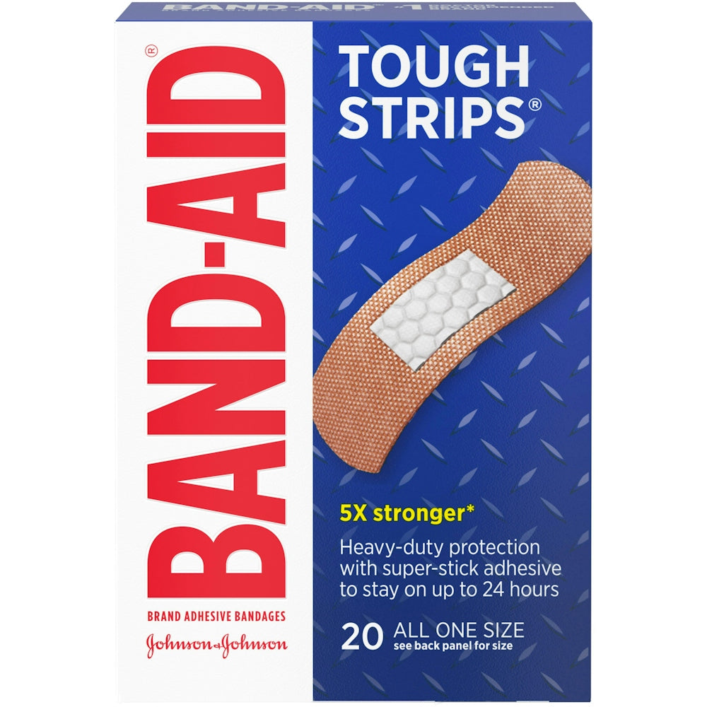Band-Aid Tough Strips Adhesive Bandages 20Ea First Aid Pasteur Pharmacy