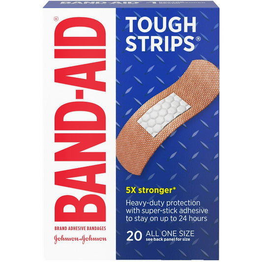 Band-Aid Tough Strips Adhesive Bandages 20Ea First Aid Pasteur Pharmacy