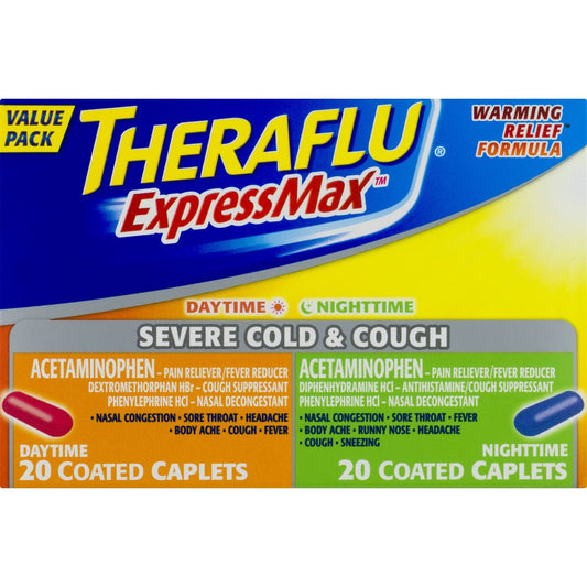 Theraflu ExpressMax Daytime And Nighttime Severe Cold & Cough Coated Caplets - 40ct Health & Beauty Pasteur Pharmacy