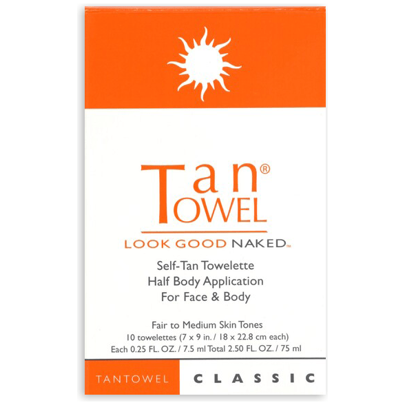 Tan Towel Classic Self-Tan Towelette, Fair to Medium Skin Tones 10 pack Self-Tan Towelette Pasteur Pharmacy