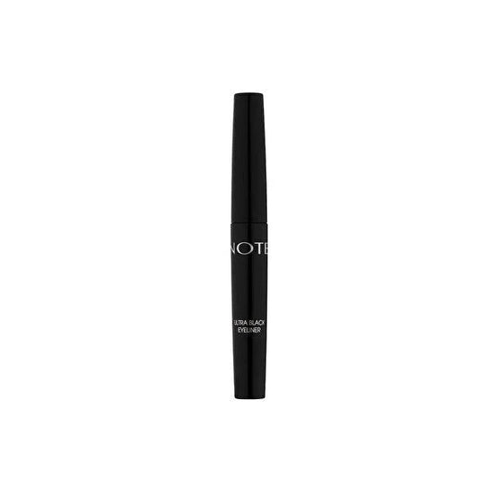 Delineador líquido Ultra Black de Note Cosmetics: pincel fino para líneas precisas, de larga duración, ideal para ojos sensibles