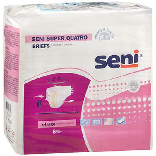 Seni Super Quatro Adult Incontinence Brief XL Heavy Absorbency Breathable / Overnight, S-XL08-BQ1, Severe Medical Pasteur Pharmacy
