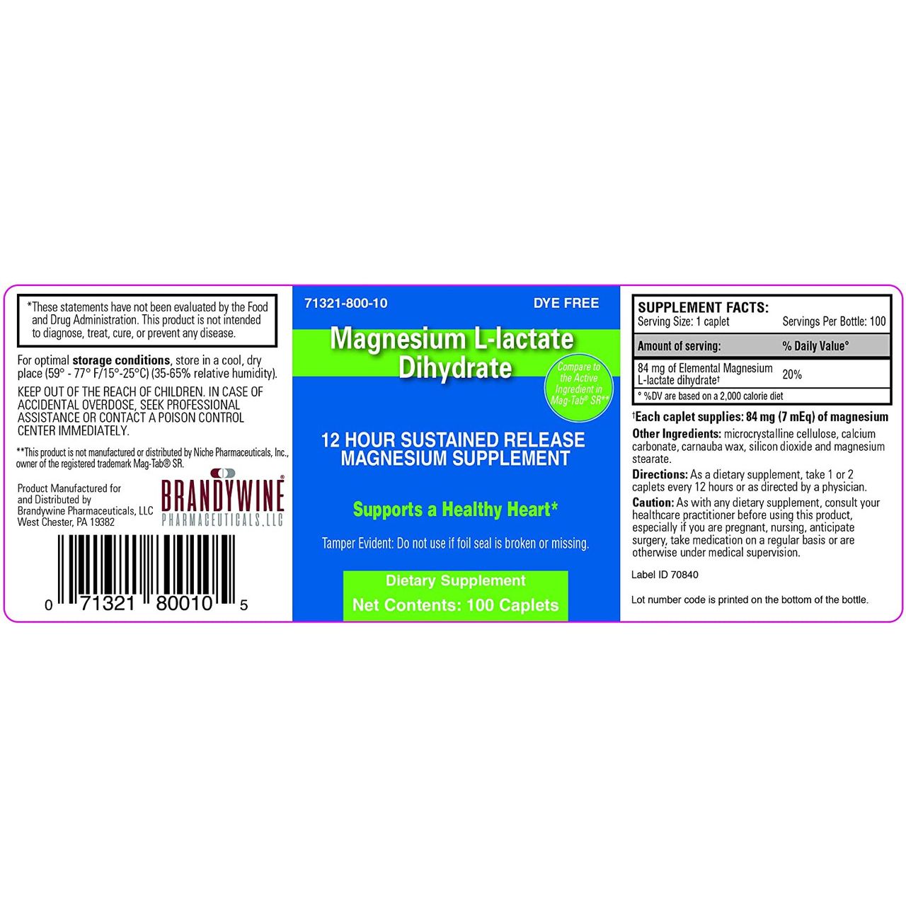 Brandywine Magnesium L-lactate Dihydrate Vitamins & Supplements Pasteur Pharmacy