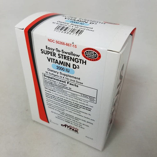 Avpak AvKare Vitamin D3 Softgels 2000 IU Vitamins & Supplements Pasteur Pharmacy