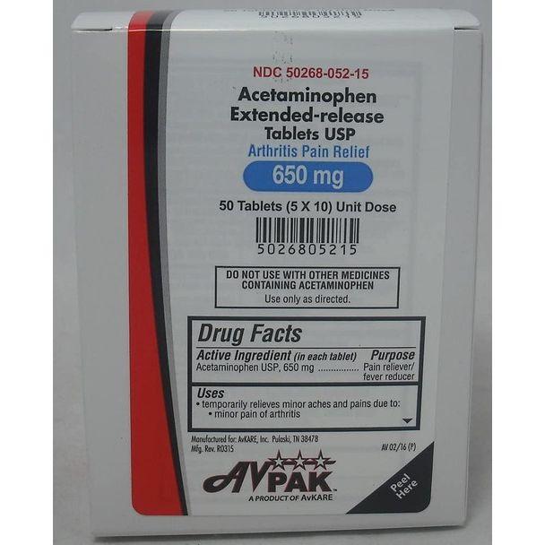 AvPak Acetaminophen Extended-release Tablets Medicine Cabinets Pasteur Pharmacy