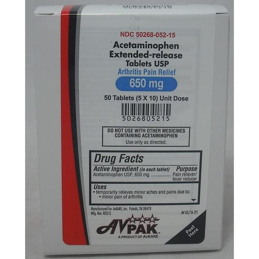 AvPak Acetaminophen Extended-release Tablets Medicine Cabinets Pasteur Pharmacy