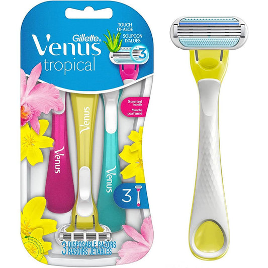 Gillette Venus Tropical Women's Disposable Razor, 3 Count, Womens Razors / Blades Razor Pasteur Pharmacy