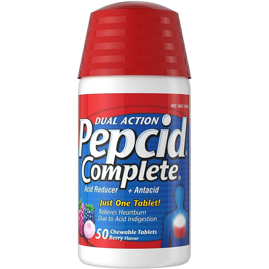 Pepcid Complete Dual Action Berry Flavor Antacid + Acid Reducer 50 Chewable Tablets Health & Beauty Pasteur Pharmacy