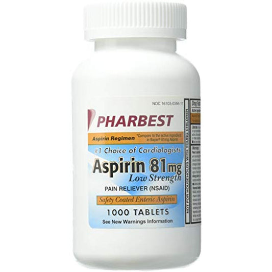 Aspirin PHARBEST 81mg - 1000 Tablets Tablet Computers Pasteur Pharmacy Default Title