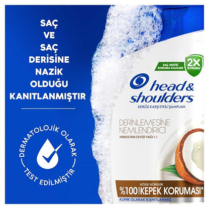 Champú anticaspa Head & Shoulders con aceite de coco - Hidratante, dermatológicamente probado - 330 ml
