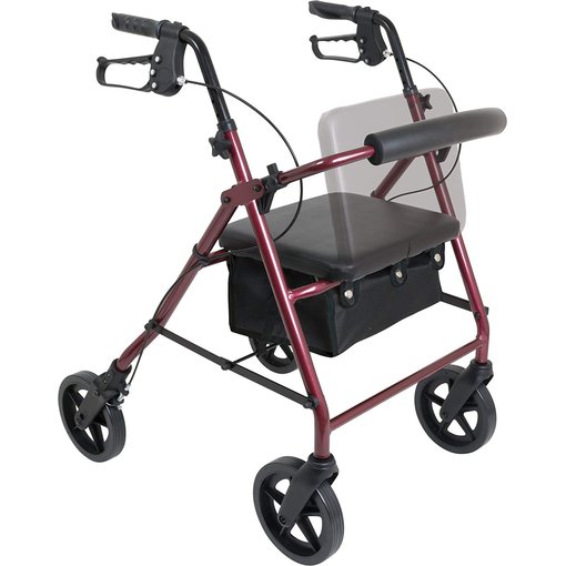 ProBasics RLA8BG Aluminum Rollator, 8″ Wheels, Burgundy, 300 Lb Weight Capacity Health & Beauty Pasteur Pharmacy
