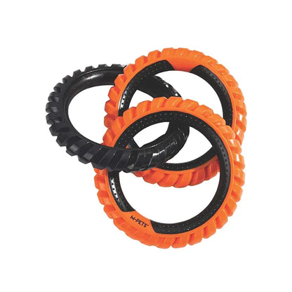 Jouet pour chien M-Pets Ring King Triple, anneau de traction et de mastication durable, orange