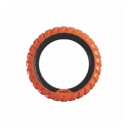 Jouet pour chien M-Pets Ring King, anneau de lancer résistant, orange et noir