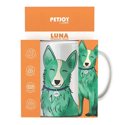 Taza M-Pets Petjoy Luna Verde con ilustraciones de perros 350ml