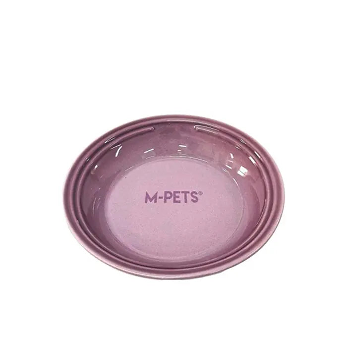 M-Pets Petjoy Flatty Ceramic Pet Food and Water Bowl Purple 500ml
