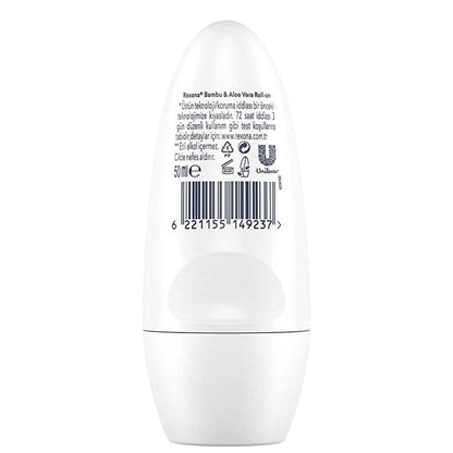 Desodorante Roll-On Rexona Bambú y Aloe Vera 50ml - Protección 72 Horas | Cuidado Femenino