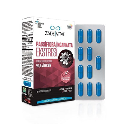 Complément alimentaire à l'extrait de passiflore Zade Vital - Gélules végétariennes de 300 mg, boîte de 30 unités