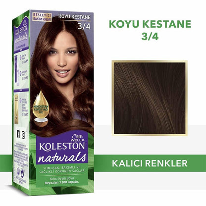 Tinte para cabello Wella Koleston Naturals Castaño Oscuro - Cobertura perfecta de canas y nutrición con aceite de coco para un color intenso