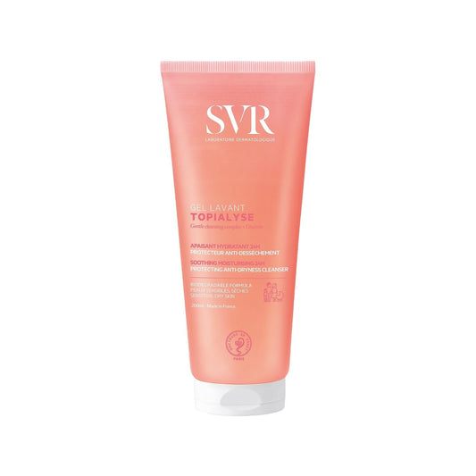 Gel limpiador facial SVR Topialyse - Limpiador suave dermatológicamente probado para piel sensible, 200 ml