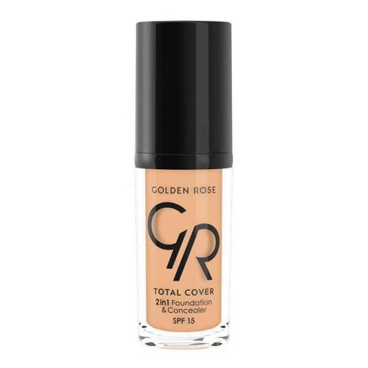 Fond de teint et correcteur 2 en 1 Golden Rose Total Cover - Fini naturel, haute couvrance, vitamine E - 30 ml