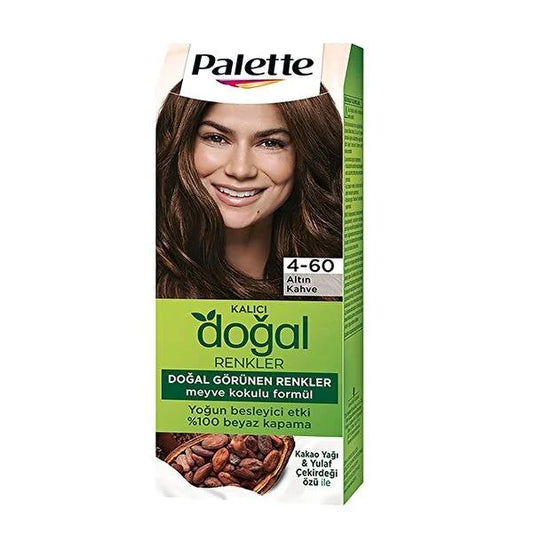 Tinte para el cabello Palette Natural Colors 4-60 Castaño Dorado: coloración duradera y nutritiva con 100% de cobertura de canas