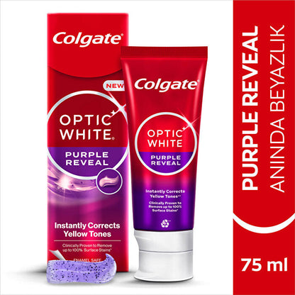Pasta de dientes Colgate Optic White Purple Reveal 75 ml - Fórmula blanqueadora