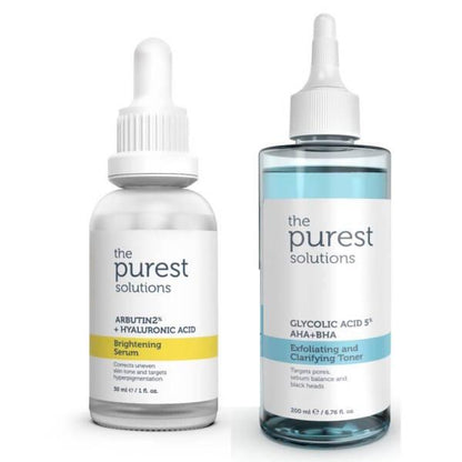 Set de cuidado de la piel The Purest Solutions - Sérum iluminador y tónico clarificante para el tratamiento de la hiperpigmentación