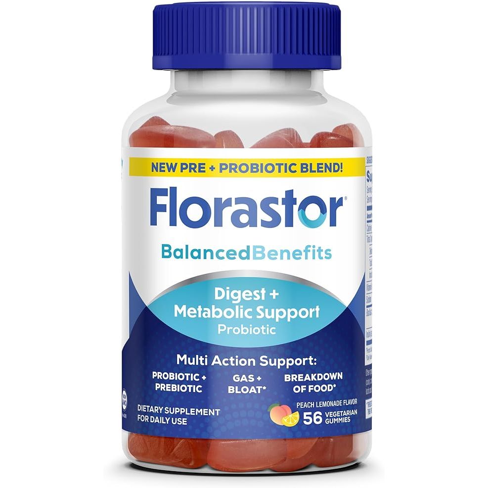 FLORASTOR DIGESTIVE AND METABOLIC SUPPORT PROBIOTIC BLEND GUMMIES PEACH LEMONADE -- 56 VEGETARIAN GUMMIES Vitamins & Supplements Pasteur Pharmacy