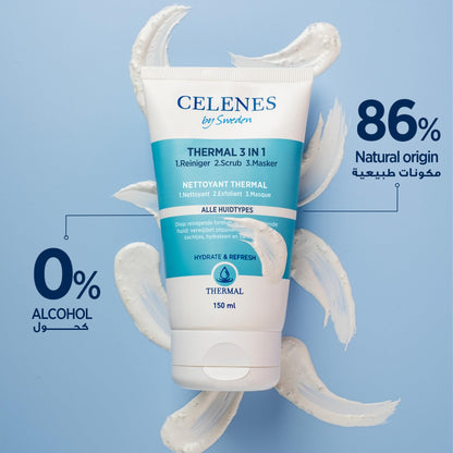 Celenes Thermal Masque Peeling Nettoyant 3 en 1 150ml - Hydratant & Rafraîchissant