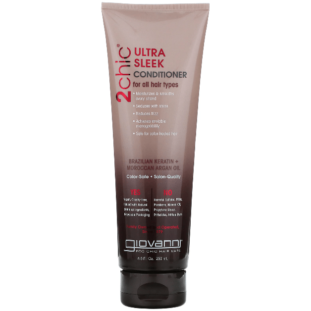 Giovanni 2chic Ultra-Sleek Conditioner, Brazilian Keratin & Argan Oil, 8.5 Oz Hair Conditioner Pasteur Pharmacy