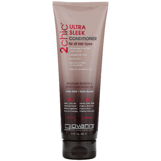 Giovanni 2chic Ultra-Sleek Conditioner, Brazilian Keratin & Argan Oil, 8.5 Oz Hair Conditioner Pasteur Pharmacy